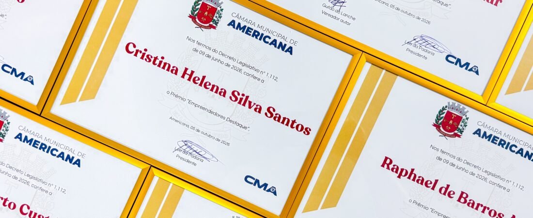 Câmara entrega prêmio “Empreendedores Destaque 2026” em sessão solene na segunda-feira (05)