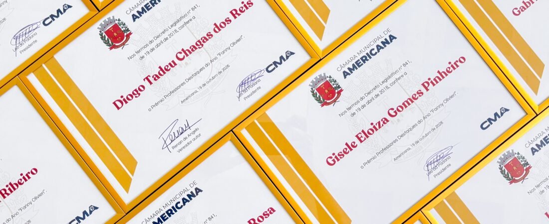 Câmara realiza sessão solene para entrega do prêmio “Professores Destaques do Ano” na segunda-feira (19)