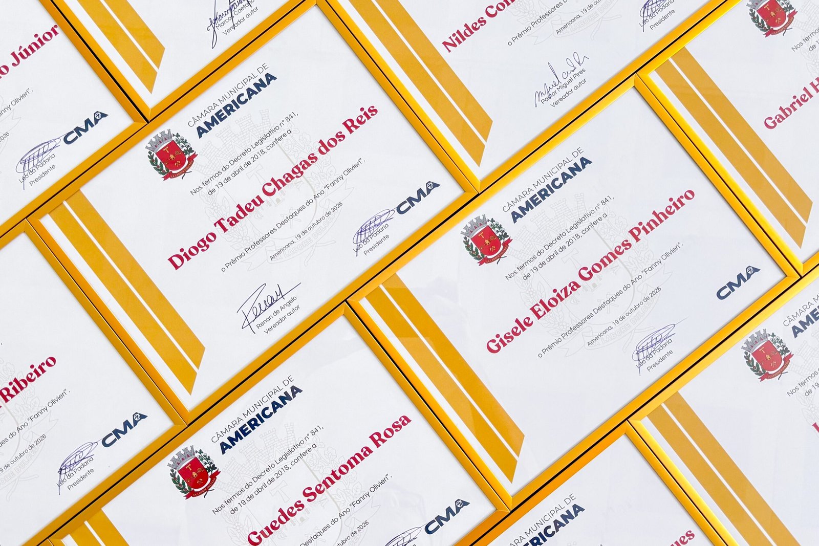 Câmara realiza sessão solene para entrega do prêmio “Professores Destaques do Ano” na segunda-feira (19)